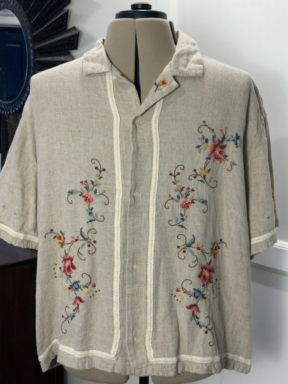 Abercrombie & Fitch Floral Print Linen Blend Shirt